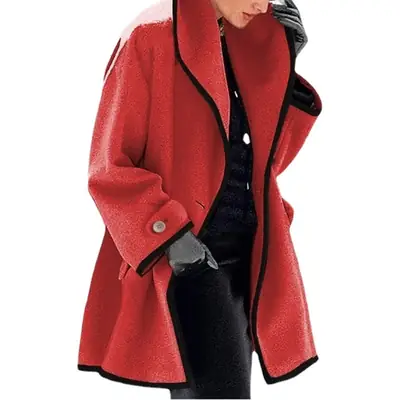 Women Woolen Hooded Coat Blue Black Red Purple Gray
