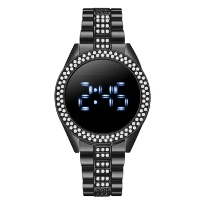 Black LED Digital Women's Watch with Diamond Band