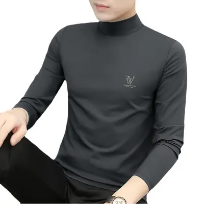 Men's White Turtleneck Shirt with Logo