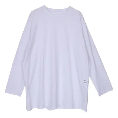 Women White Long Sleeve Cotton T-Shirt with Sweatshirt Inner