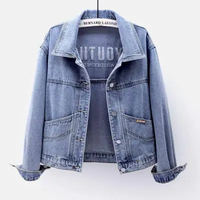 Women Denim Jacket Light Blue 2025 Spring Korean Style
