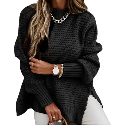 2025 Women's Knitted Half Turtleneck Sweater Set