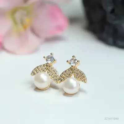 Flying Wings Pearl Earrings S925 Gold