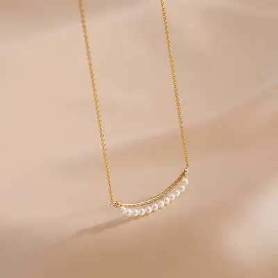14K Gold Pearl Necklace for Women