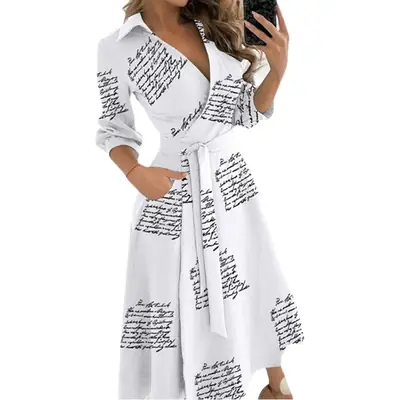 Women's Printed V-Neck Bodycon Dress Olive Green