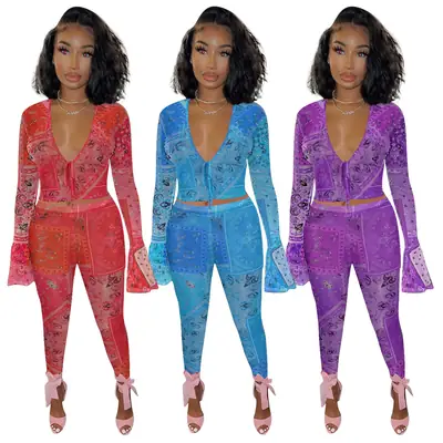 Sexy Printed Two-Piece Set for Women