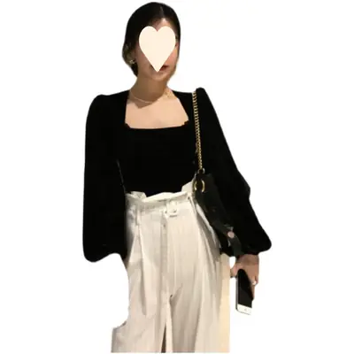 Women's White Wide Leg Pants with Black Top Set