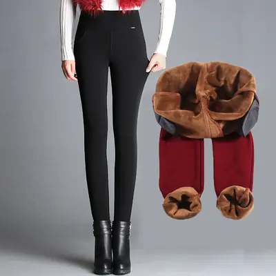 Fleece Leggings Women High Waist Winter Outerwear