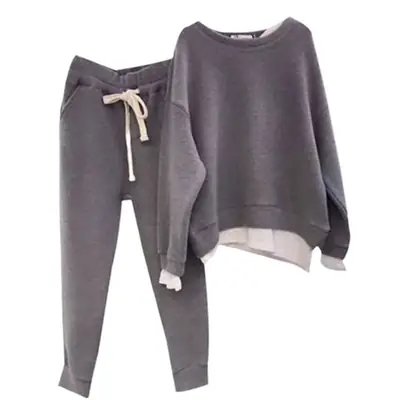Grey Sweatshirt & Trousers Set for Women Winter