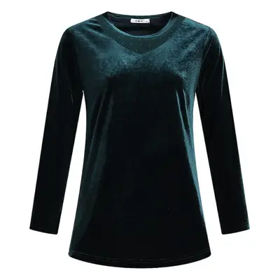 Women's Long Sleeve Velvet T-Shirt Green 2022