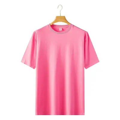 Japanese Style Women Cotton T-Shirt Pink Drop Shoulder Loose Fit