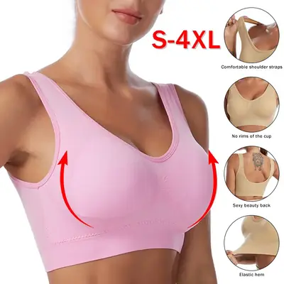 Women's Large Size Deep U Yoga Vest with Cushion