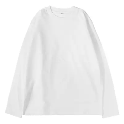 Men Heavy Cotton T-Shirt Beige Round Neck Long Sleeve