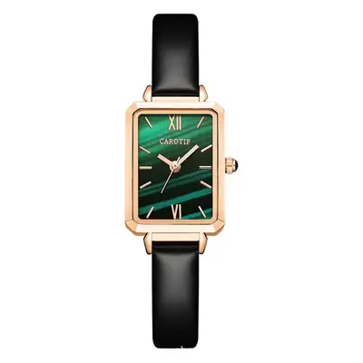 Women's Green Square Quartz Watch with Rose Gold Case