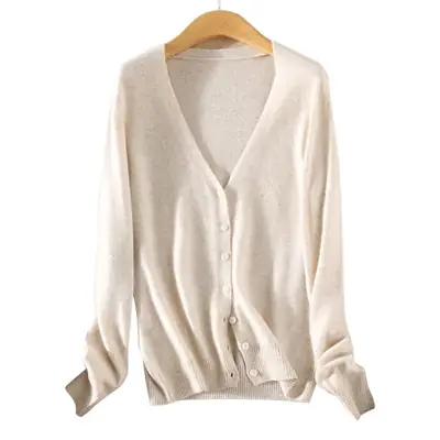 Women Knitted V-Neck Cardigan with Buttons
