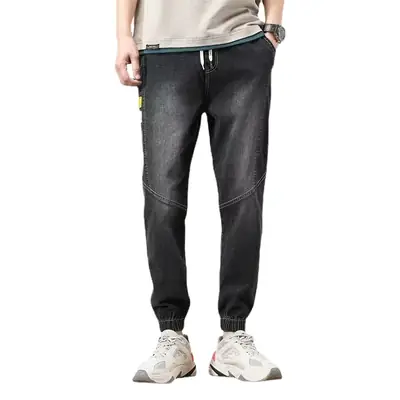 Men's 2024 Black Loose Leg Harem Pants Nine Point Design