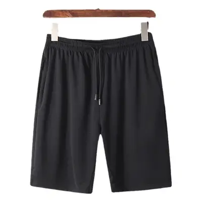 Men's Black Mesh Ice Silk Shorts Elastic Waist Quick Dry
