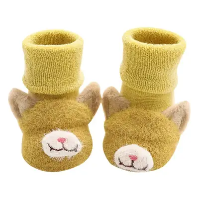 Baby Teddy Bear Socks Yellow Winter Non-Slip
