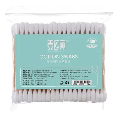 Maiouli 100 Bagged Cotton Swabs Double-Headed Sanitary Cleaning