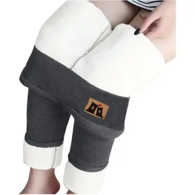Women Velvet Leggings Grey High Waist Stretch
