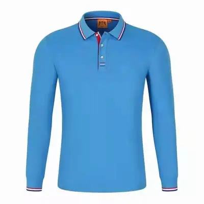 Blue Long Sleeve Polo Shirt for Office Staff