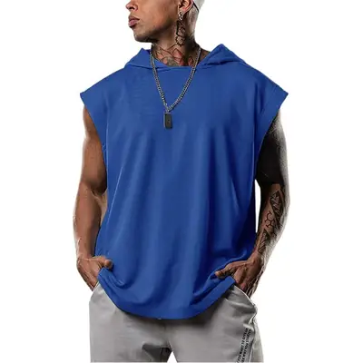 Men's Red Sleeveless Hooded Vest Large Casual Wear