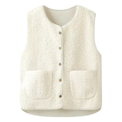 Women Faux Fur Crossbody Vest 2023 Winter Beige