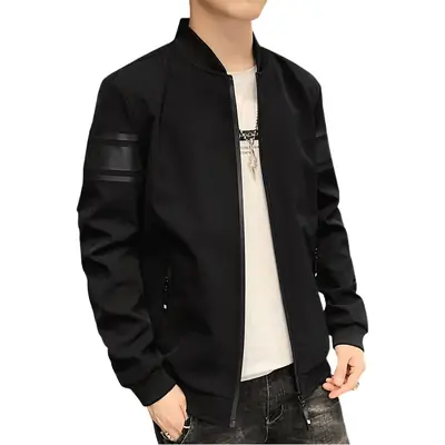 Men's Navy Blue Bomber Jacket Spring Autumn Casual