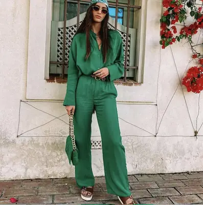 Women Loose Fitting Suit Yellow Vintage Street Style