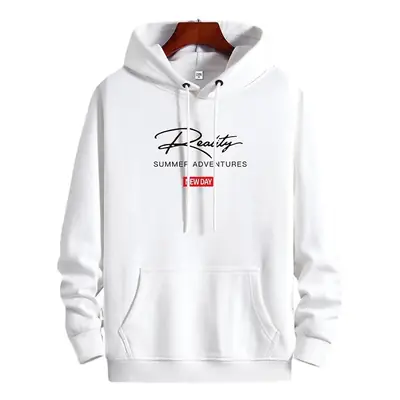 Men's White Printed Hoodie Summer Appeal 2021