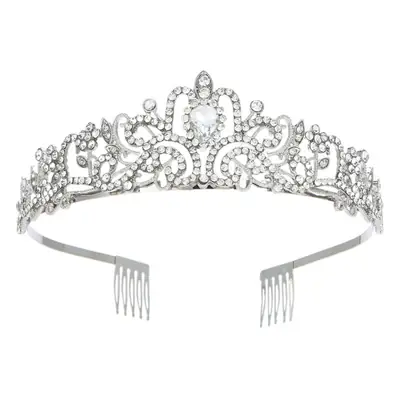 Blue Crystal Bridal Crown with Spikes