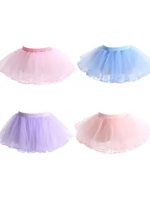 White Net Tulle Dance Skirt for Girls