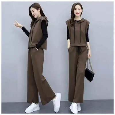 Women's 2026 Slimming Wide-Leg Pants Set Brown