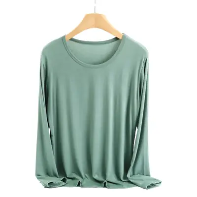 Women's Long Sleeve T-Shirt Modal Stretch Beige Plus Size