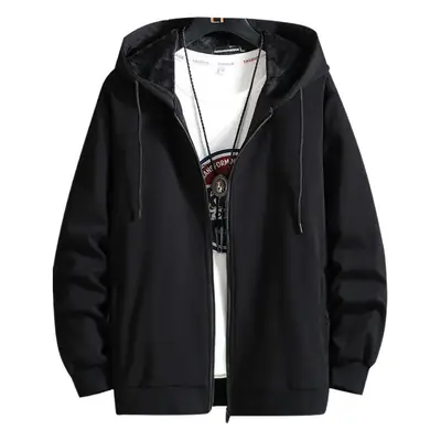 Men's Black Fatty Hooded Cardigan Sweater Jacket