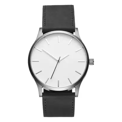 Men's White Dial Casual Watch with Black Strap
