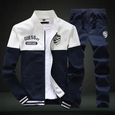 Men Chess Track Suit Navy Black Graphic Pants Set