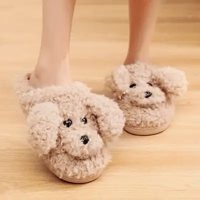 Women's Cute Cartoon Dog Slippers Warm Cotton Winter