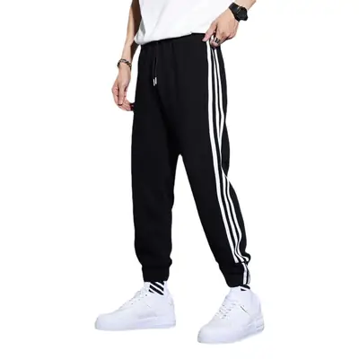 Classic Three Bar Sports Pants Men's Black Warm All-Match