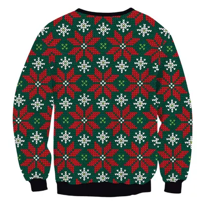 Christmas Fawn Print Crew Neck Long Sleeve Sweater