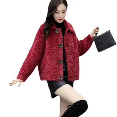 2023 Women's New Cashmere Coat Green Korean Style Loose