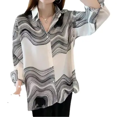Women's Striped Loose Slimming Shirt Autumn 2021