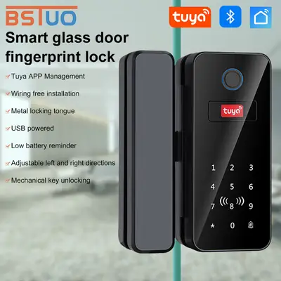 Smart Glass Door Fingerprint Lock with Tuya App