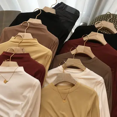 Women's Elastic Heat Storage Crewneck Shirt Multi Color