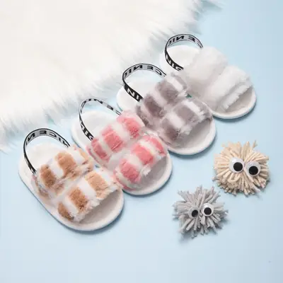 2022 Cotton Velvet Baby Slippers White