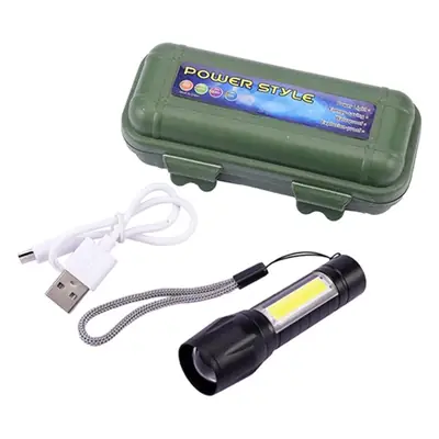 Mini USB Rechargeable COB Flashlight Black