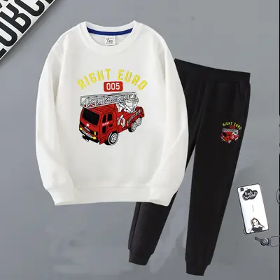 Children's Right Euro Fire Engine Sweatshirt Suit Black Grey