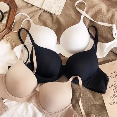 Gap large cup seamless bra large chest small EF cup underwear all-inclusive accessory breast bra soft steel ring breathable