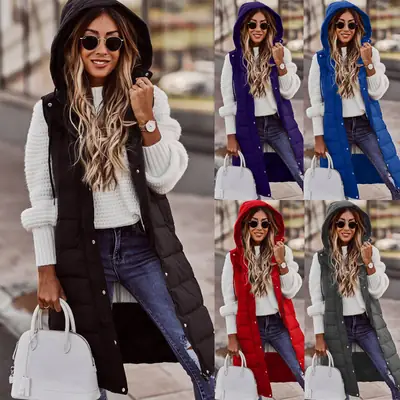 Pink Hooded Sleeveless Cardigan Jacket for Women