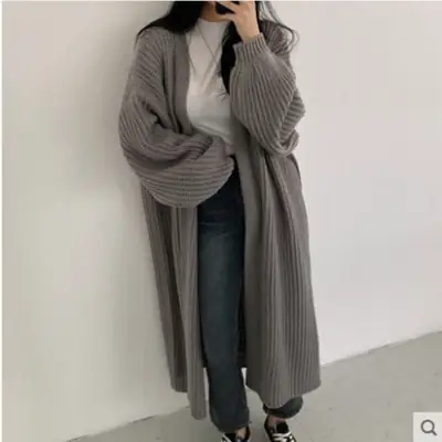 Korean Knitted Long Cardigan Coat for Women